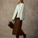 Famecoco Embroidered Straight-Cut Cotton Maxi Skirt