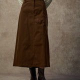 Famecoco Embroidered Straight-Cut Cotton Maxi Skirt