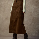 Famecoco Embroidered Straight-Cut Cotton Maxi Skirt