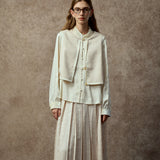 Famecoco Faux Two-Piece Jacquard Blouse