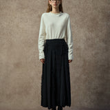 Famecoco Asymmetrical Floral Cutwork A‑Line Skirt