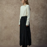 Famecoco Asymmetrical Floral Cutwork A‑Line Skirt