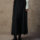 Famecoco Asymmetrical Floral Cutwork A‑Line Skirt