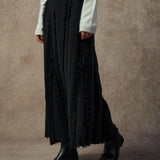 Famecoco Asymmetrical Floral Cutwork A‑Line Skirt