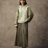 Famecoco Asymmetrical Floral Cutwork A‑Line Skirt