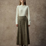Famecoco Asymmetrical Floral Cutwork A‑Line Skirt