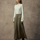 Famecoco Asymmetrical Floral Cutwork A‑Line Skirt