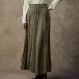 Famecoco Asymmetrical Floral Cutwork A‑Line Skirt
