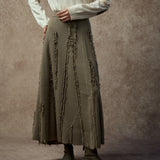 Famecoco Asymmetrical Floral Cutwork A‑Line Skirt