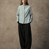 Famecoco Linen Blend Mandarin Collar Shirt