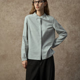 Famecoco Linen Blend Mandarin Collar Shirt