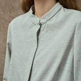 Famecoco Linen Blend Mandarin Collar Shirt