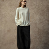 Famecoco Wool-Blend Mock Neck Patchwork Sweater