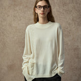 Famecoco Wool-Blend Mock Neck Patchwork Sweater
