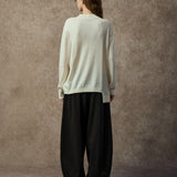 Famecoco Wool-Blend Mock Neck Patchwork Sweater