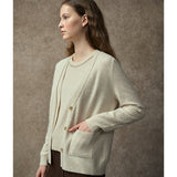 Famecoco Beaded V-Neck Wool Blend Cardigan