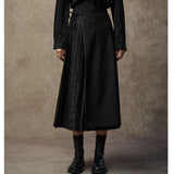 Famecoco Oriental Jacquard Pleated H-Line Skirt