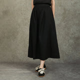 Famecoco Cotton‑Blend Embroidered A‑Line Midi Skirt