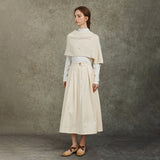 Famecoco Artistic Wool Knit Pullover with Half-Skirt Set