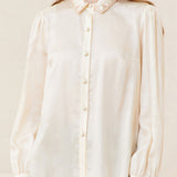 Famecoco Soft Lyocell Embroidered Collar Blouse