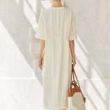 Famecoco Shirt Style Maxi Dress