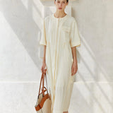 Famecoco Shirt Style Maxi Dress
