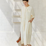 Famecoco Shirt Style Maxi Dress