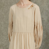 Famecoco Tencel Fabric Lantern Sleeve Dress