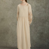 Famecoco Tencel Fabric Lantern Sleeve Dress