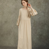 Famecoco Tencel Fabric Lantern Sleeve Dress