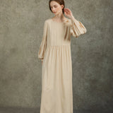 Famecoco Tencel Fabric Lantern Sleeve Dress
