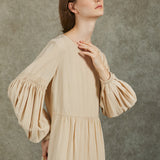 Famecoco Tencel Fabric Lantern Sleeve Dress