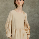 Famecoco Tencel Fabric Lantern Sleeve Dress