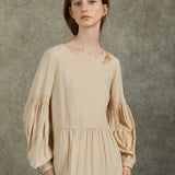 Famecoco Tencel Fabric Lantern Sleeve Dress