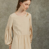 Famecoco Tencel Fabric Lantern Sleeve Dress