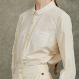 Famecoco Embroidered Collar & Cuff Cotton Blouse