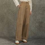 Famecoco Washed 100% Cotton Straight-Leg Pants