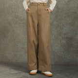 Famecoco Washed 100% Cotton Straight-Leg Pants