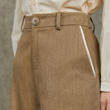 Famecoco Washed 100% Cotton Straight-Leg Pants