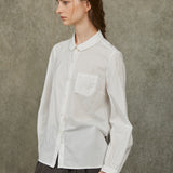 Famecoco Embroidered Collar & Cuff Cotton Blouse