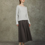 Famecoco Classic Soft Cotton-Cashmere Top
