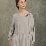 Famecoco Tencel Fabric Lantern Sleeve Dress