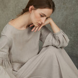 Famecoco Tencel Fabric Lantern Sleeve Dress