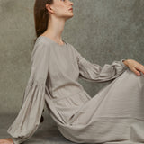 Famecoco Tencel Fabric Lantern Sleeve Dress