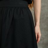 Famecoco Cotton‑Blend Embroidered A‑Line Midi Skirt