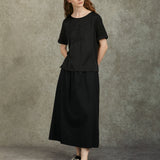 Famecoco Cotton‑Blend Embroidered A‑Line Midi Skirt