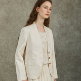 Famecoco 100% Cotton Waisted-Tailored Blazer