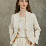 Famecoco 100% Cotton Waisted-Tailored Blazer