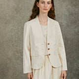 Famecoco 100% Cotton Waisted-Tailored Blazer