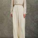 Famecoco 100% Cotton Wide-Leg Corduroy Pants